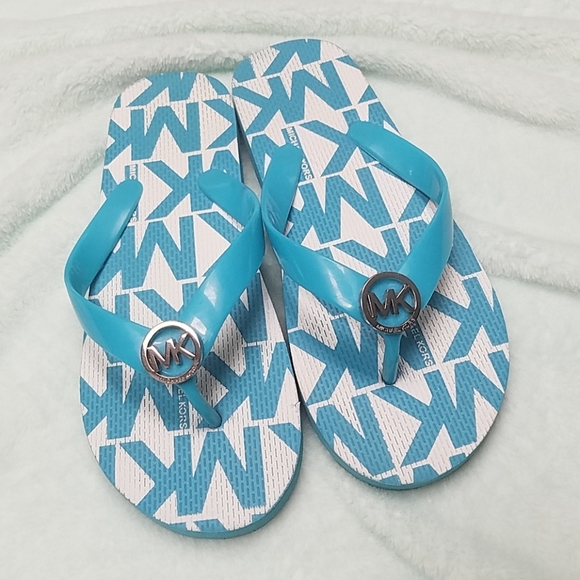 Michael Kors Blue & White Flip Flops - Picture 1 of 5